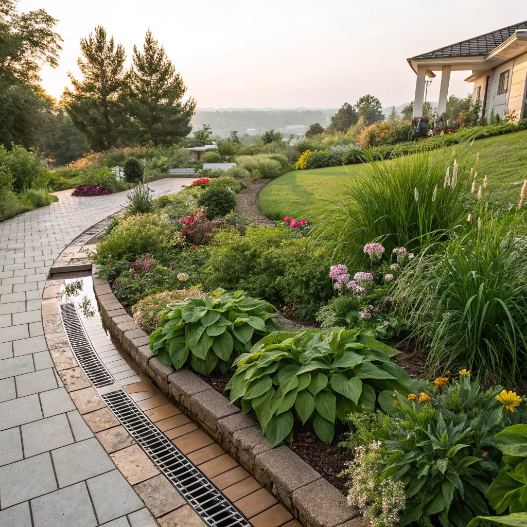 Garden with effective drainage system